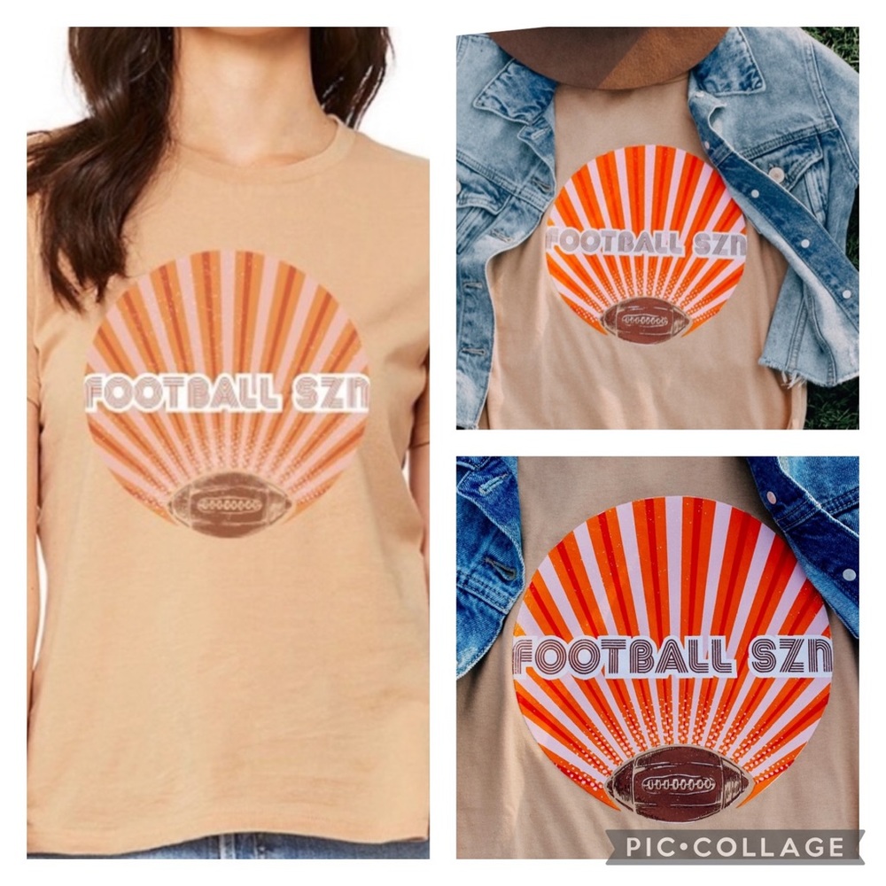 Game Day Football Crew Neck T-Shirt Boho Festival Inspired Graphic - Picture 1 of 6